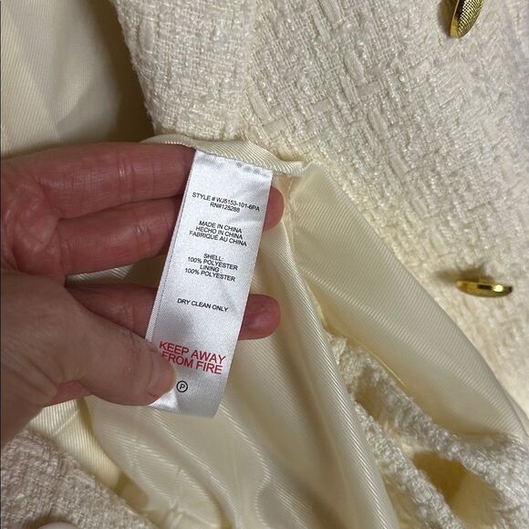 NWT Jason Wu ivory cream tweed blazer small s gold buttons - Picture 6 of 6